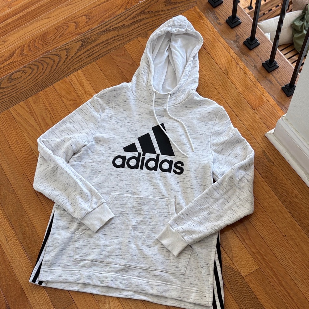 Adidas Light Gray Hoodie with Black Logo